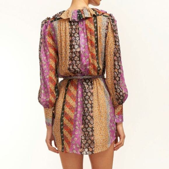 Equipment Ella Silk Blouson Mini Dress S Boho Patchwork Old Money Resortwear - Picture 6 of 14